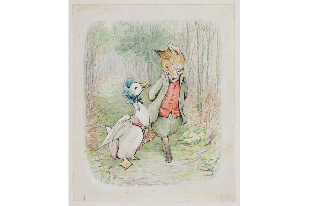 Watercolour from The Tale of Jemima Puddle-Duck by Beatrix Potter, 1908, England. Courtesy of National Trust and Frederick Warne & Co. Photo © National Trust Robert Thrift (Exhibitions of 2022)