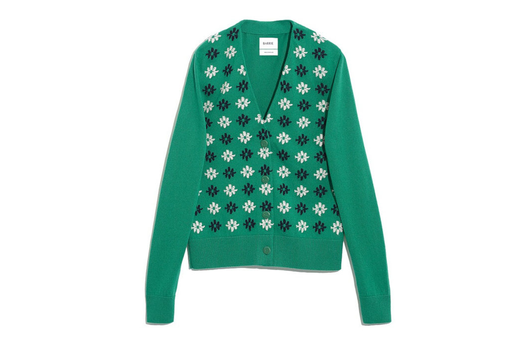 Green knitted cardigan
