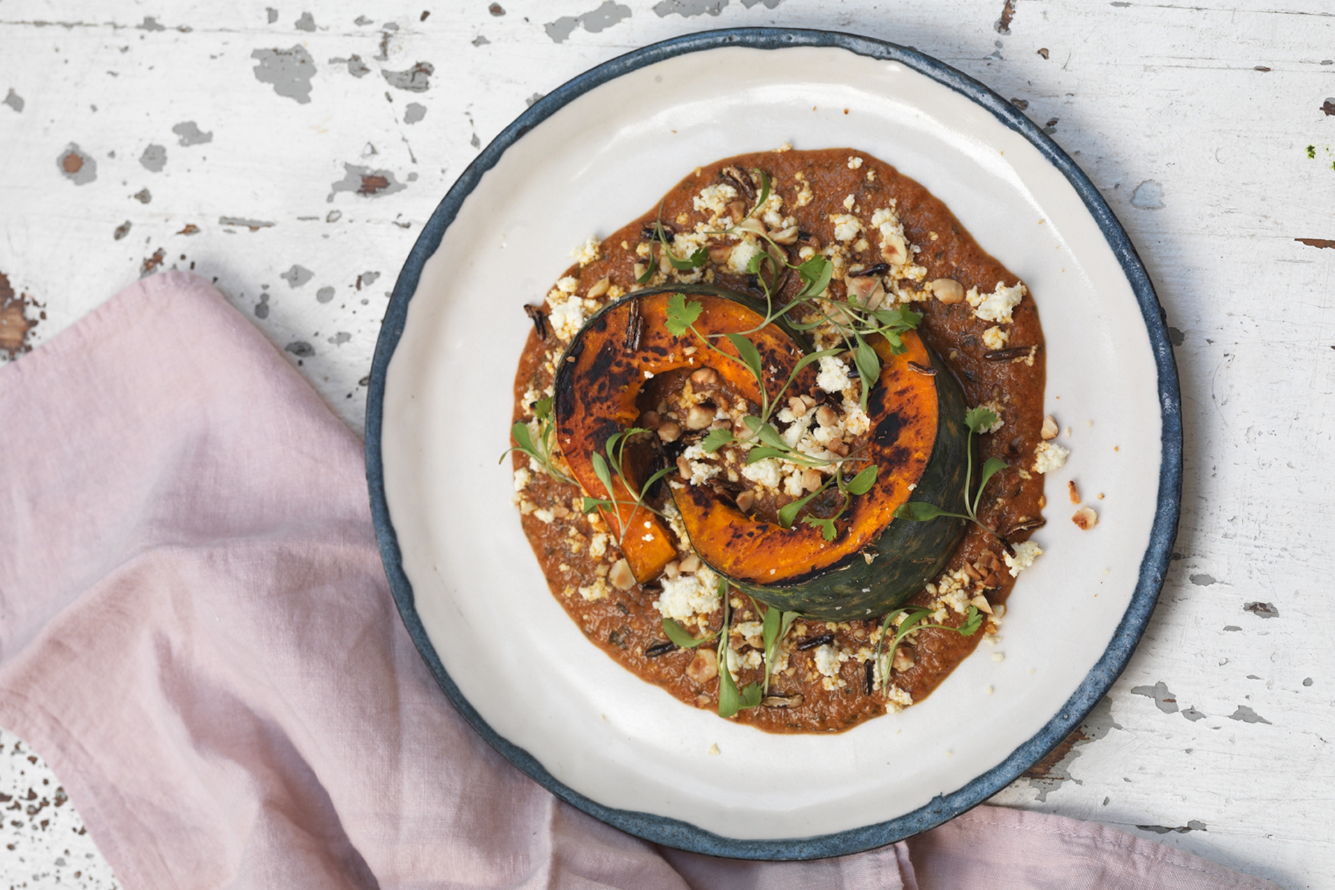 Delica Pumpkin With Makhani Sauce & Hazelnut Crumble