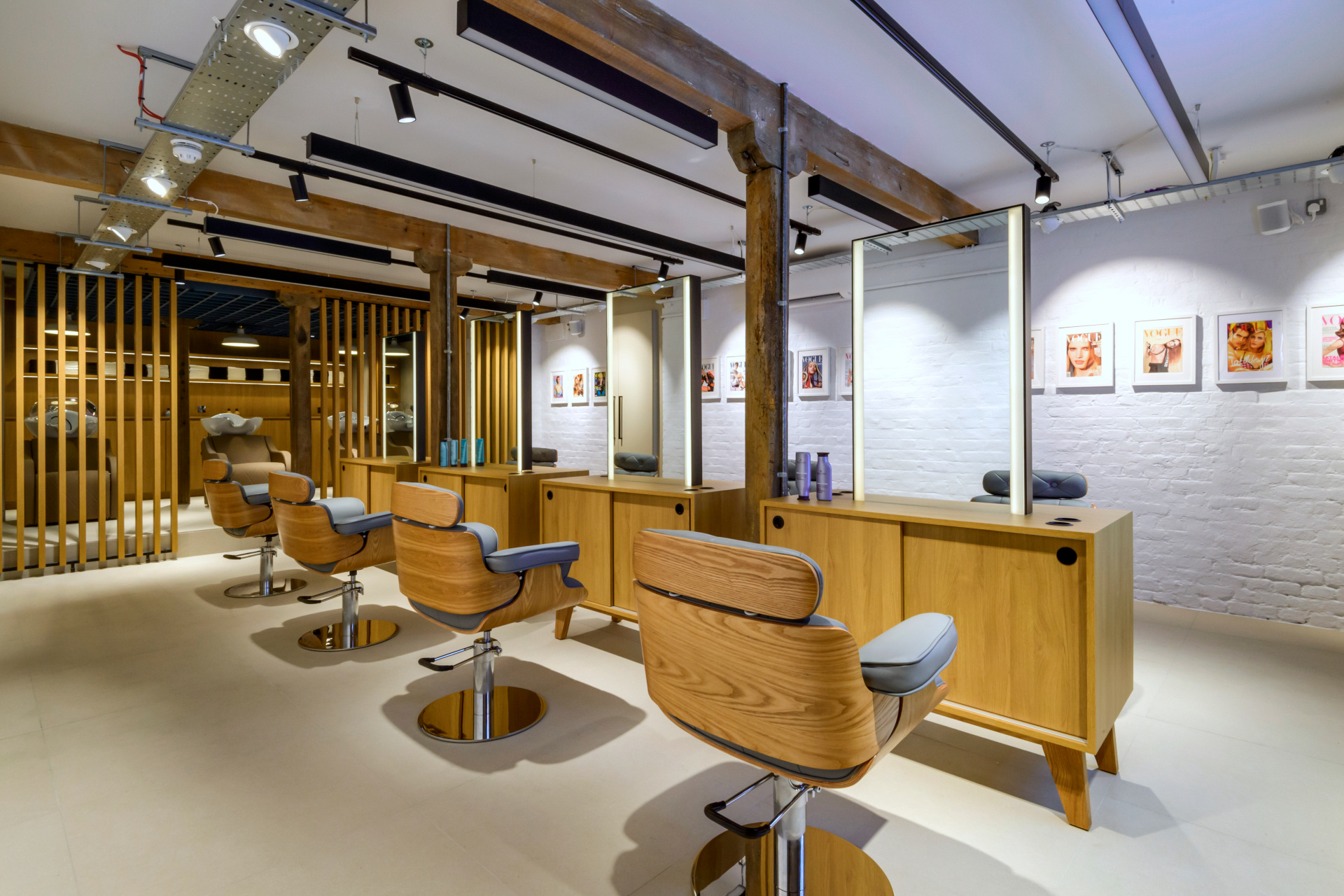 Beauty salon with wooden interiors
