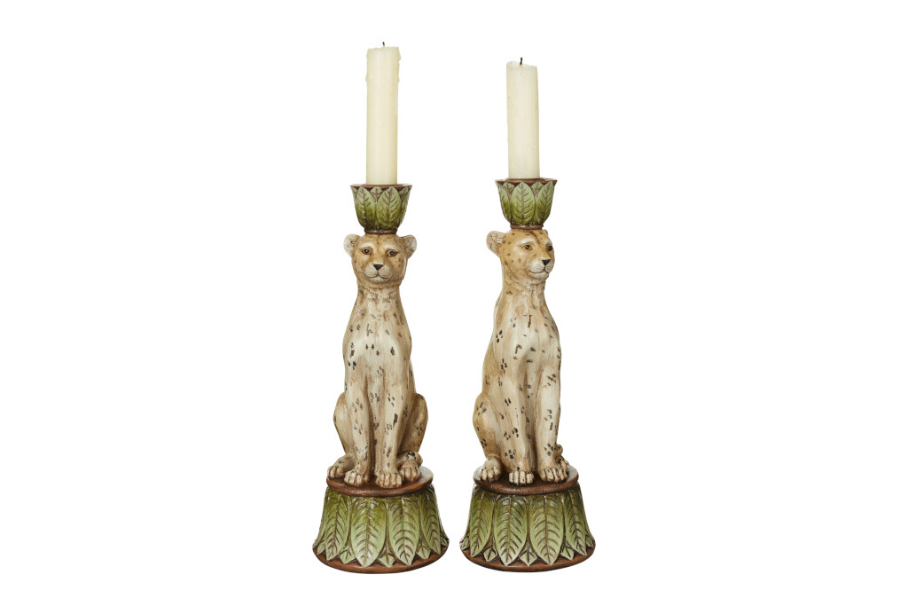 OKA Lakadema Leopard Candle Holders