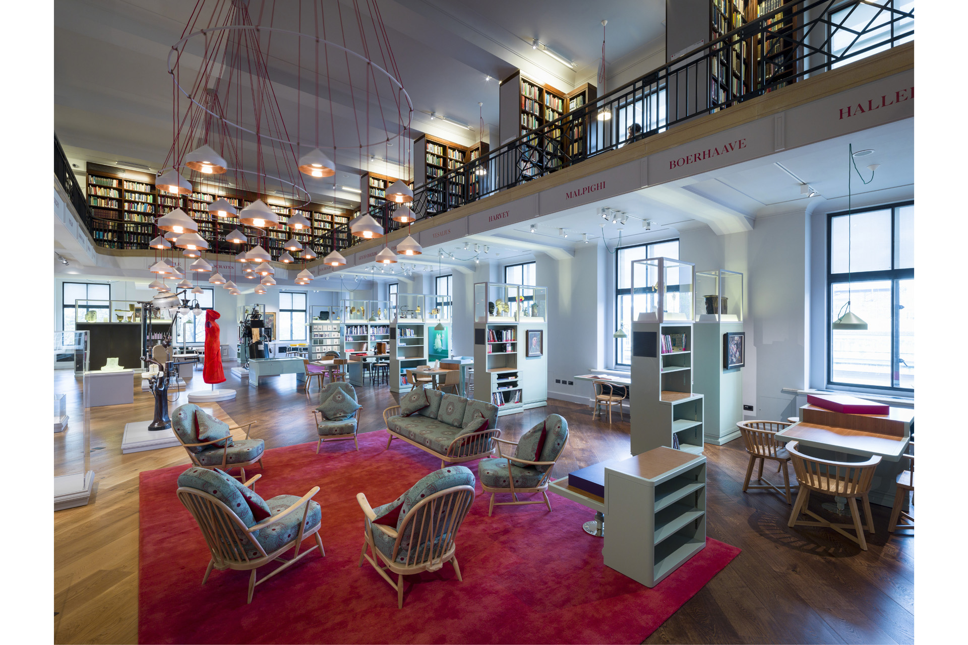 Wellcome Library with arm chairs and books