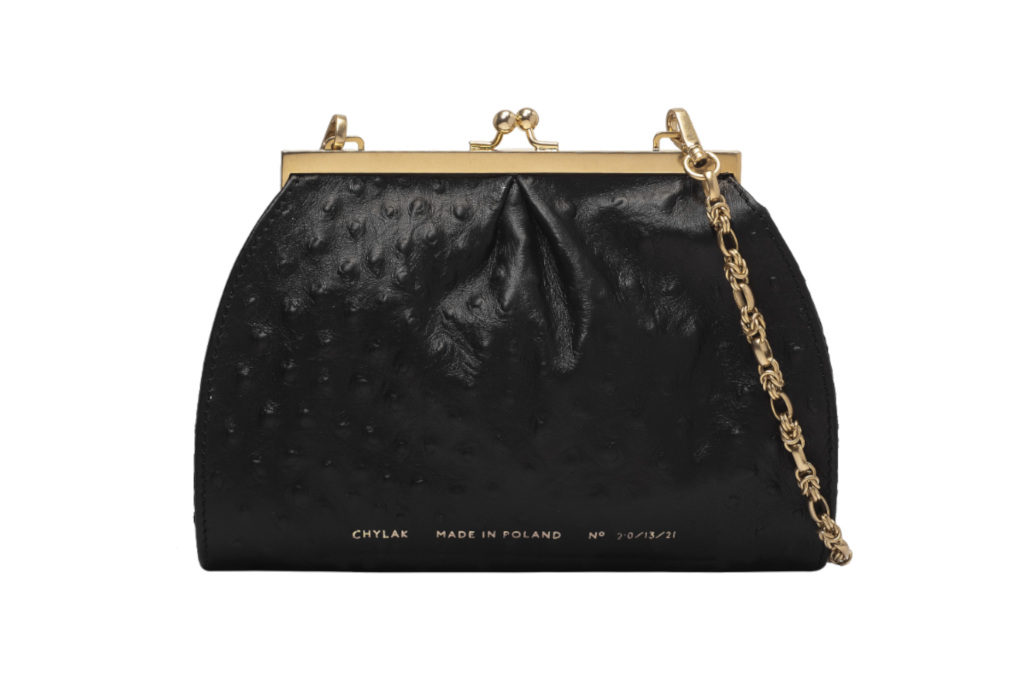 Chylak Small Vintage Bag in 'black ostrich'