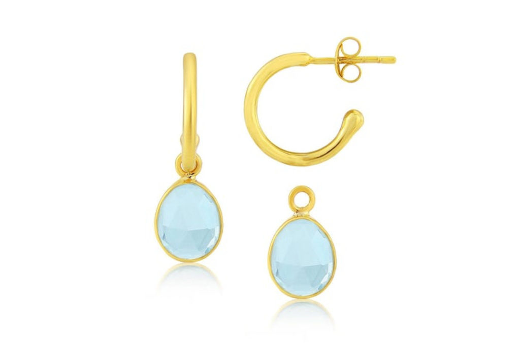 AUREE Manhattan Gold & Blue Topaz Interchangeable Gemstone Earrings