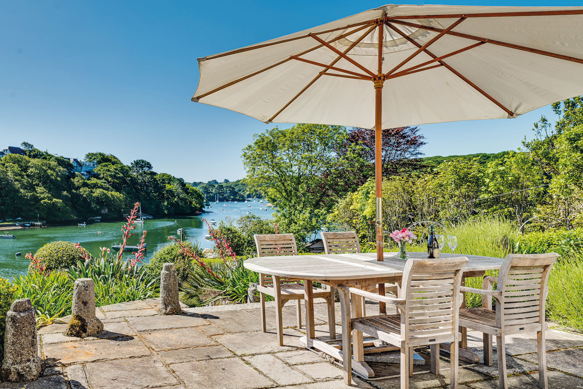 cornwall sunny decking river