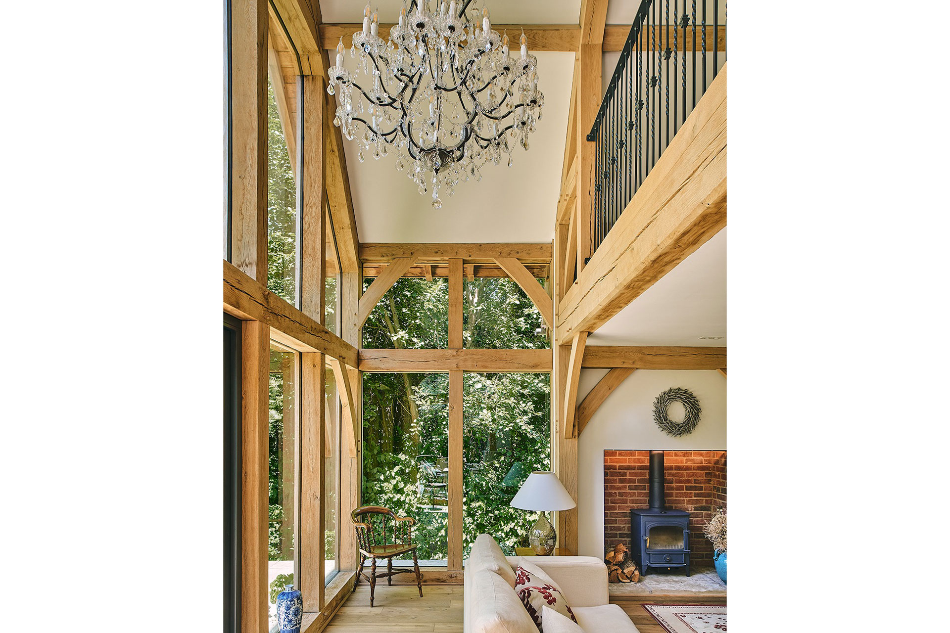 beautiful wooden beamed conservatory by Oakwrights