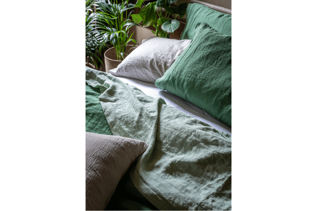 Sage green bed linen by Piglet in Bed 