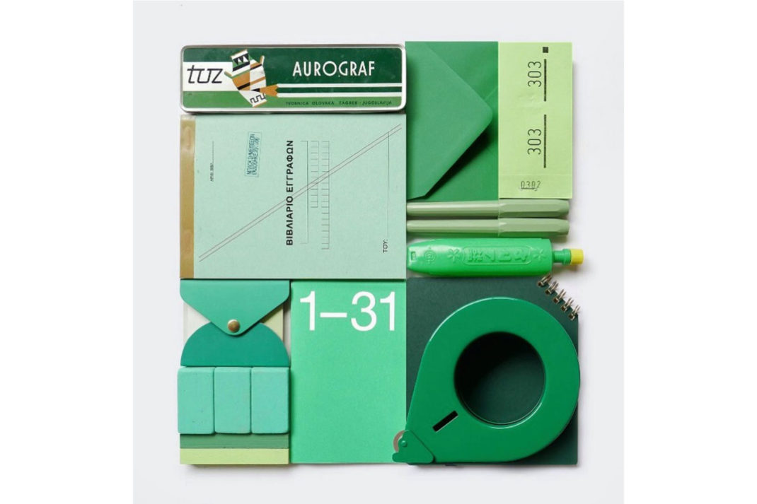 an arrangement of green stationary from Present & Correct