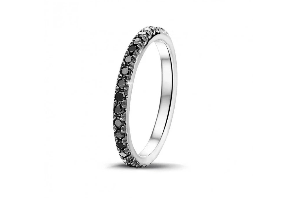 Baunat Classics Collection 0.55 carat eternity ring (full set) in white gold with black diamonds