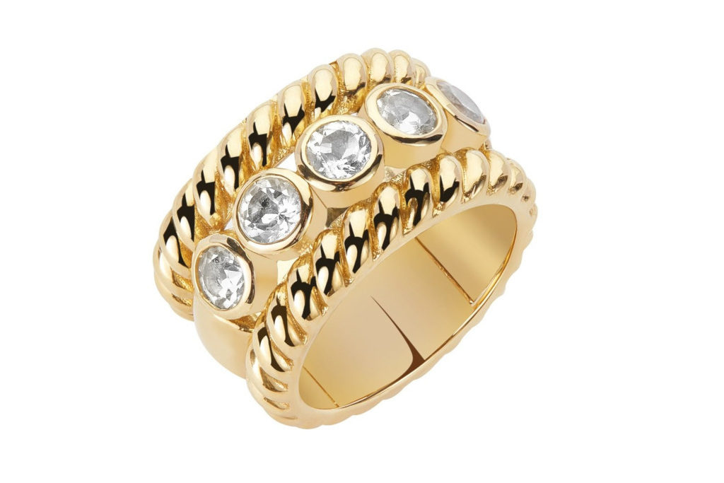 Emily Mortimer Jewellery Sierra Gold White Topaz Twist Ring