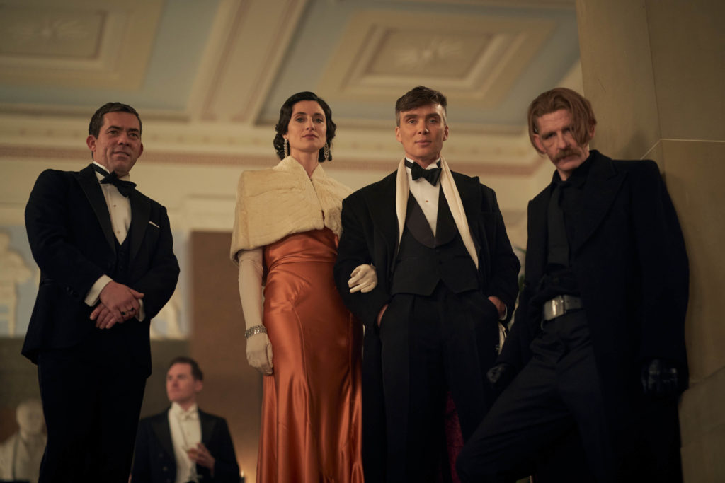 Packy Lee as Johnny Dogs, Natasha O'Keeffe as Lizzie Shelby, Cillian Murphy as Tommy Shelby and Paul Anderson as Arthur Shelby