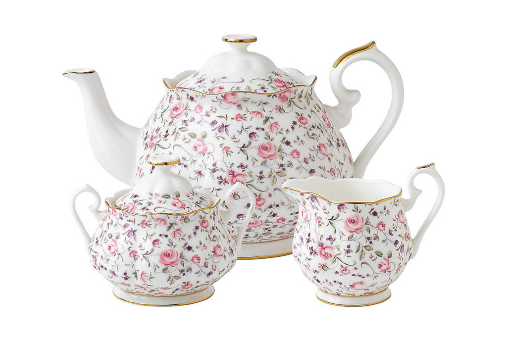 Royal Albert Rose Confetti three-piece tea set