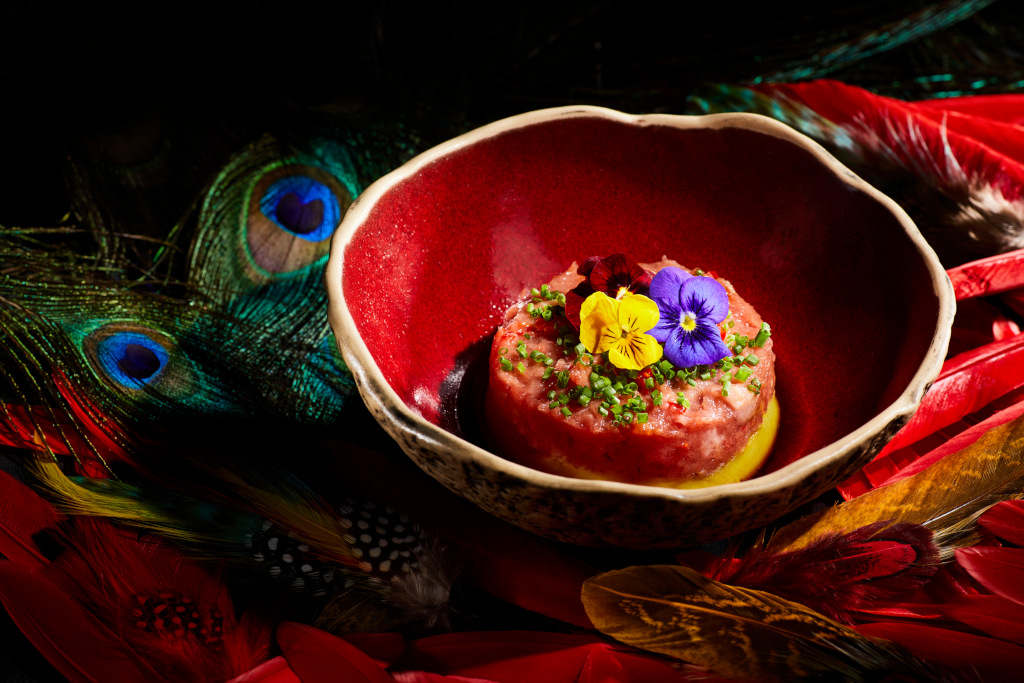 Chotto Matte Tuna Tartare with flowers in bowl Galentines meal 