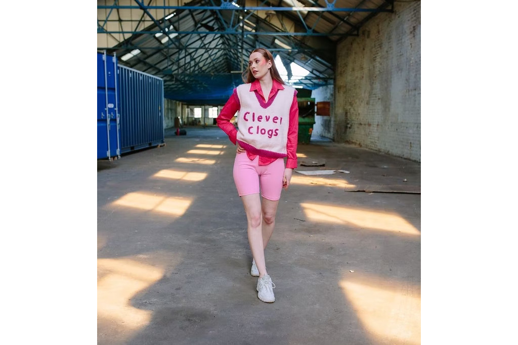 Model in pink vest