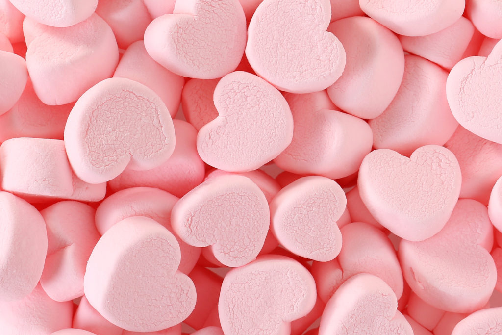 Pink heart marshmallows