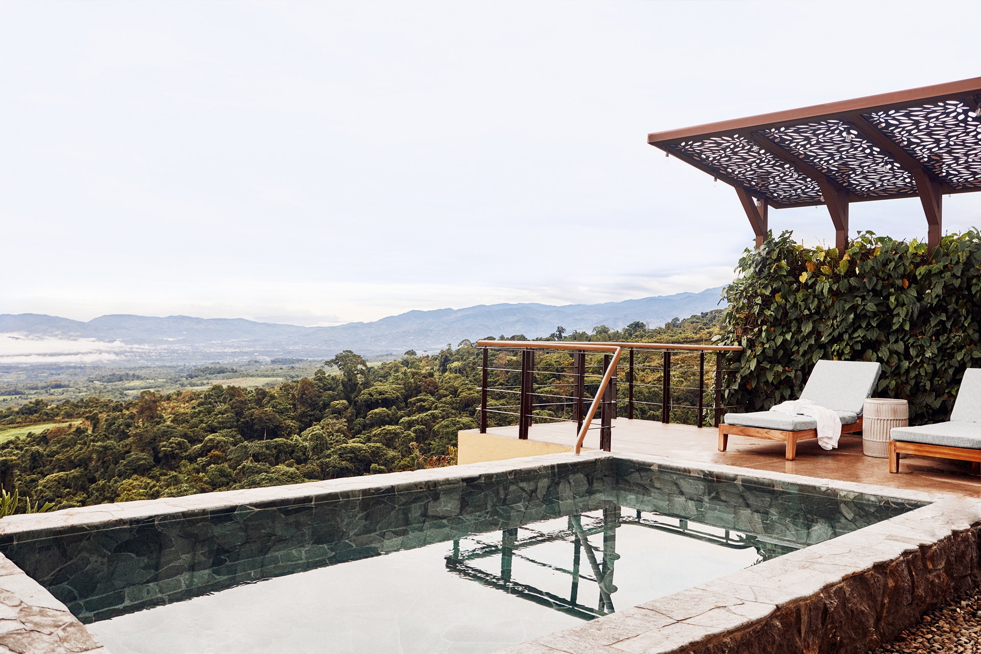 A pool overlooking trees