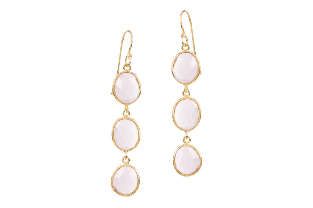 Amadeus Sophia Triple Pink Quartz Dangle Earrings