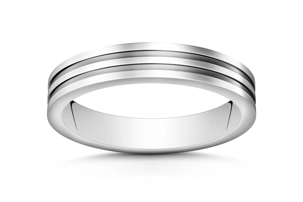 VASHI Engraved Line 4mm Plain Wedding Band