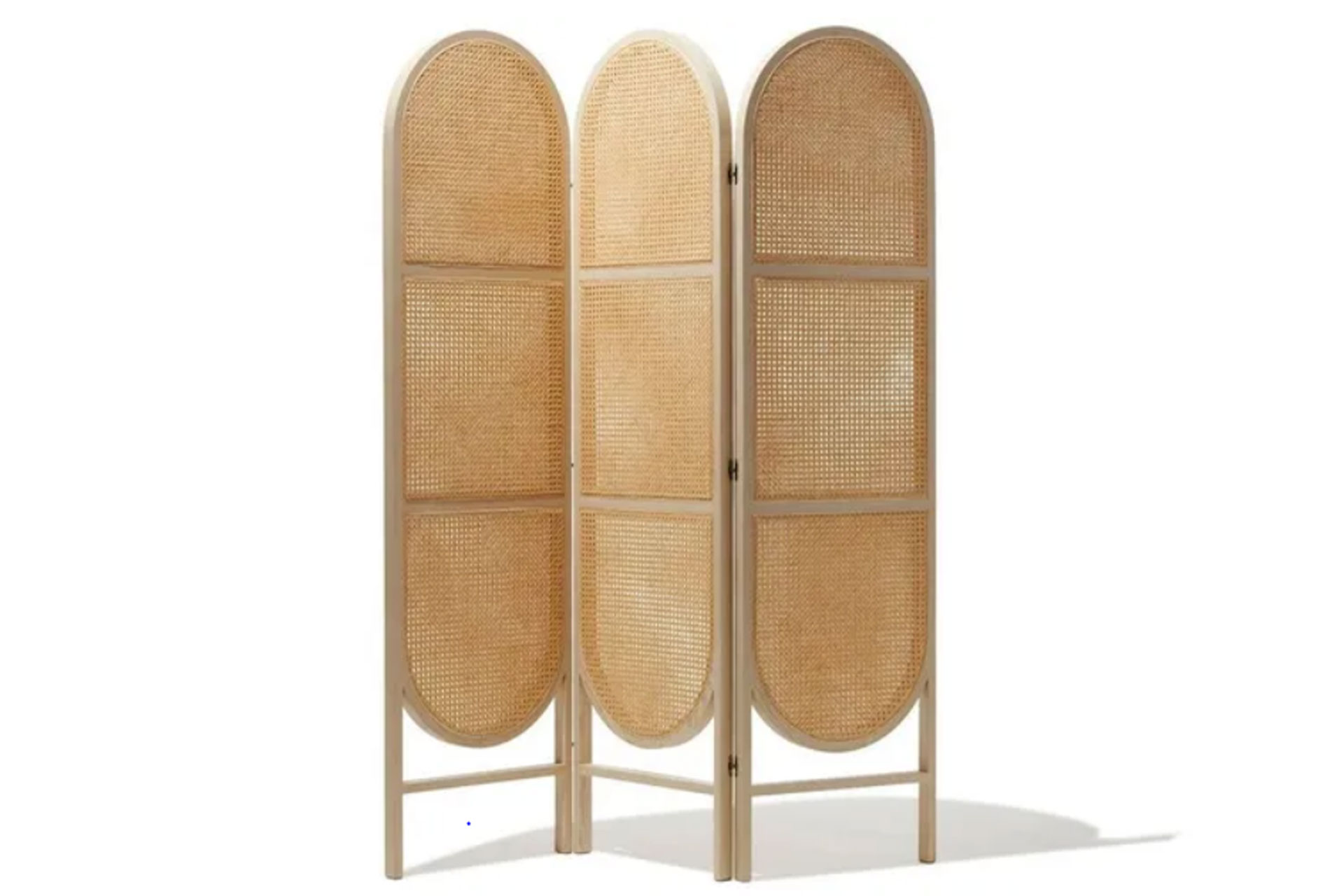 Sohomanje Natural Rattan Folding Room Divider, Natural & Light Wood