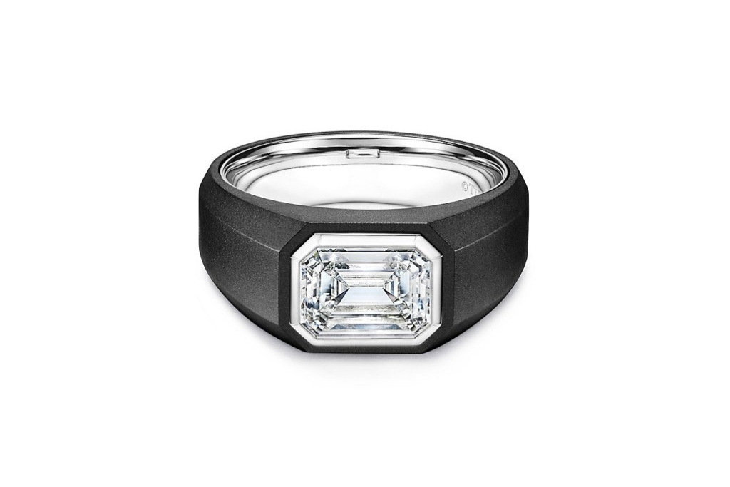 Tiffany & Co. Men's Engagement Ring in Black Titanium with an Emerald-cut Diamond