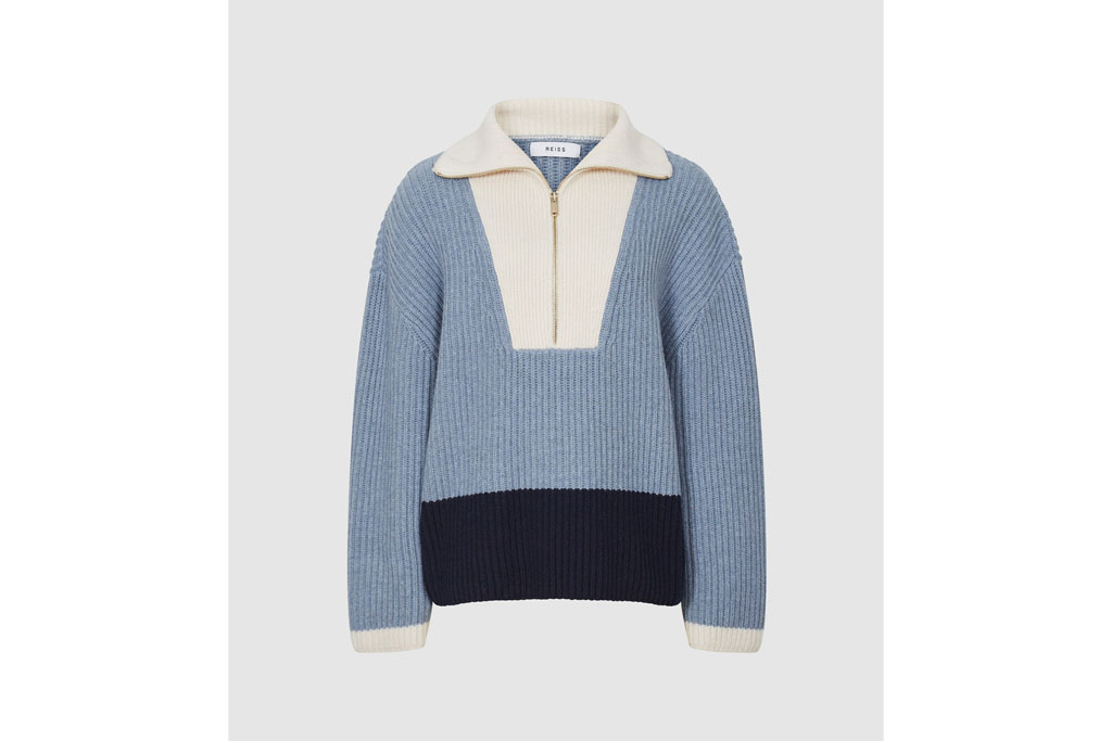 Reiss Colour Block Ribbed Jumper