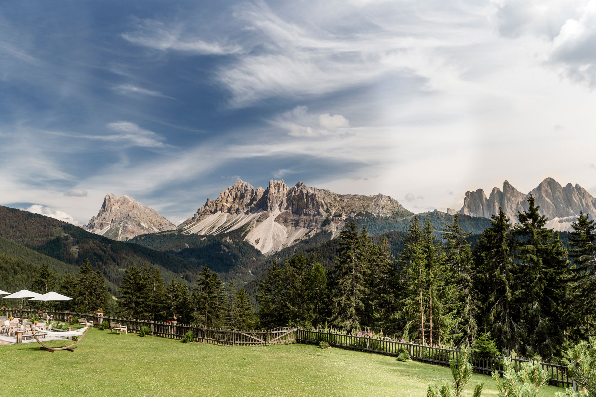 A mountain landscape with woodlands Forestis hotel