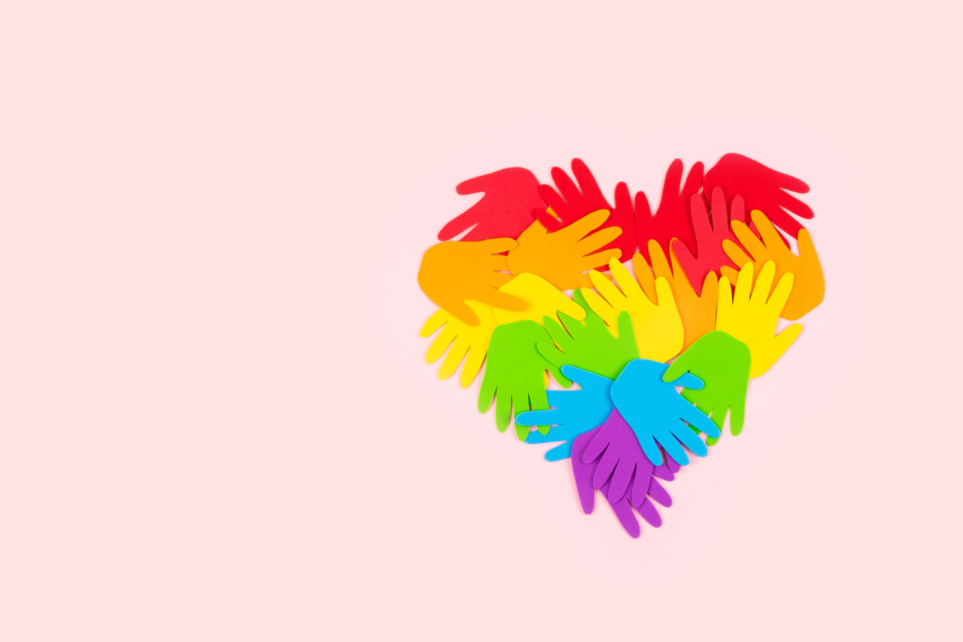kindness rainbow heart with pink background