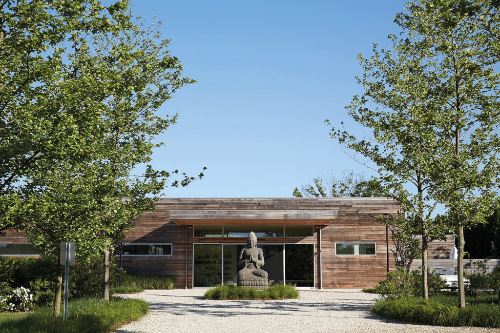 The wood exterior of a spa