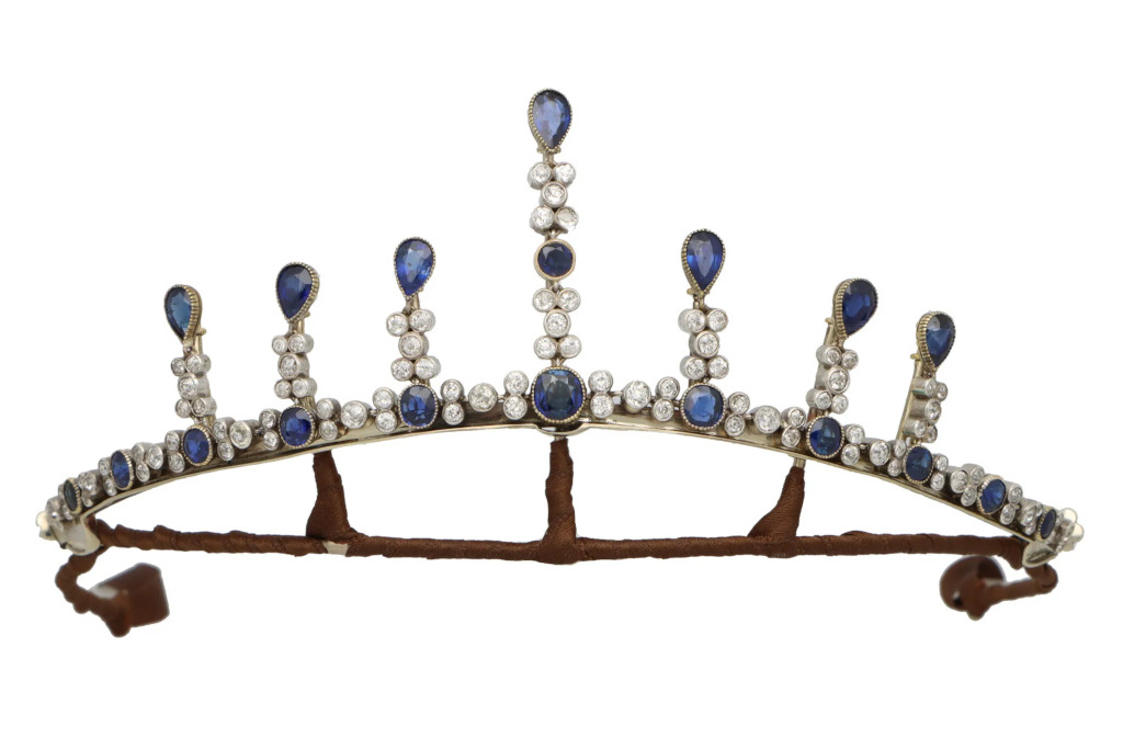 Susannah Lovis Victorian Sapphire Convertible Tiara, Necklace and Earrings