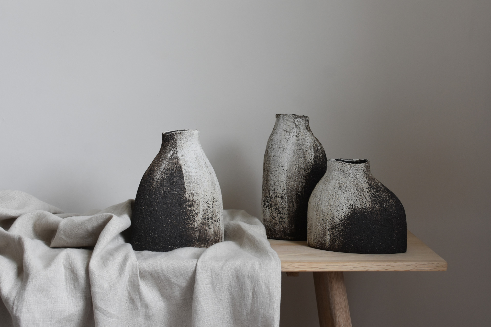 Vases by Bristol-based artisan potter Reesha Zubair, one of Vigour and Skills’ makers