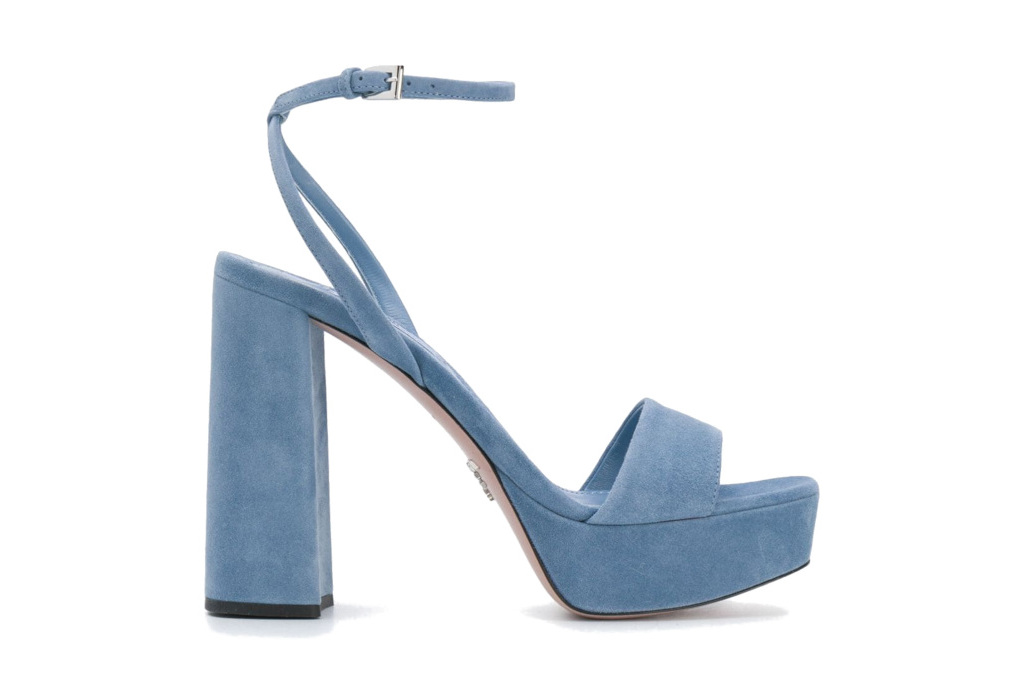 Prada Chunky Heel 125mm Platform Sandals in Light Blue