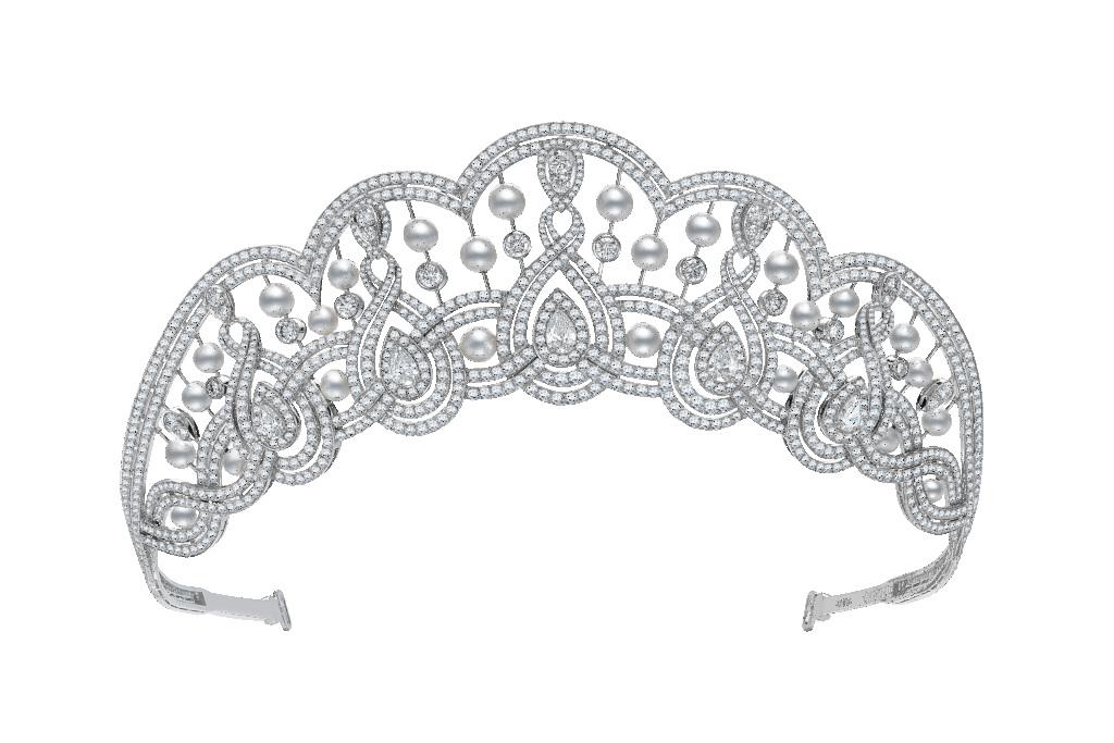 Garrard Garland High Jewellery Diamond and Pearl Tiara in 18ct White Gold