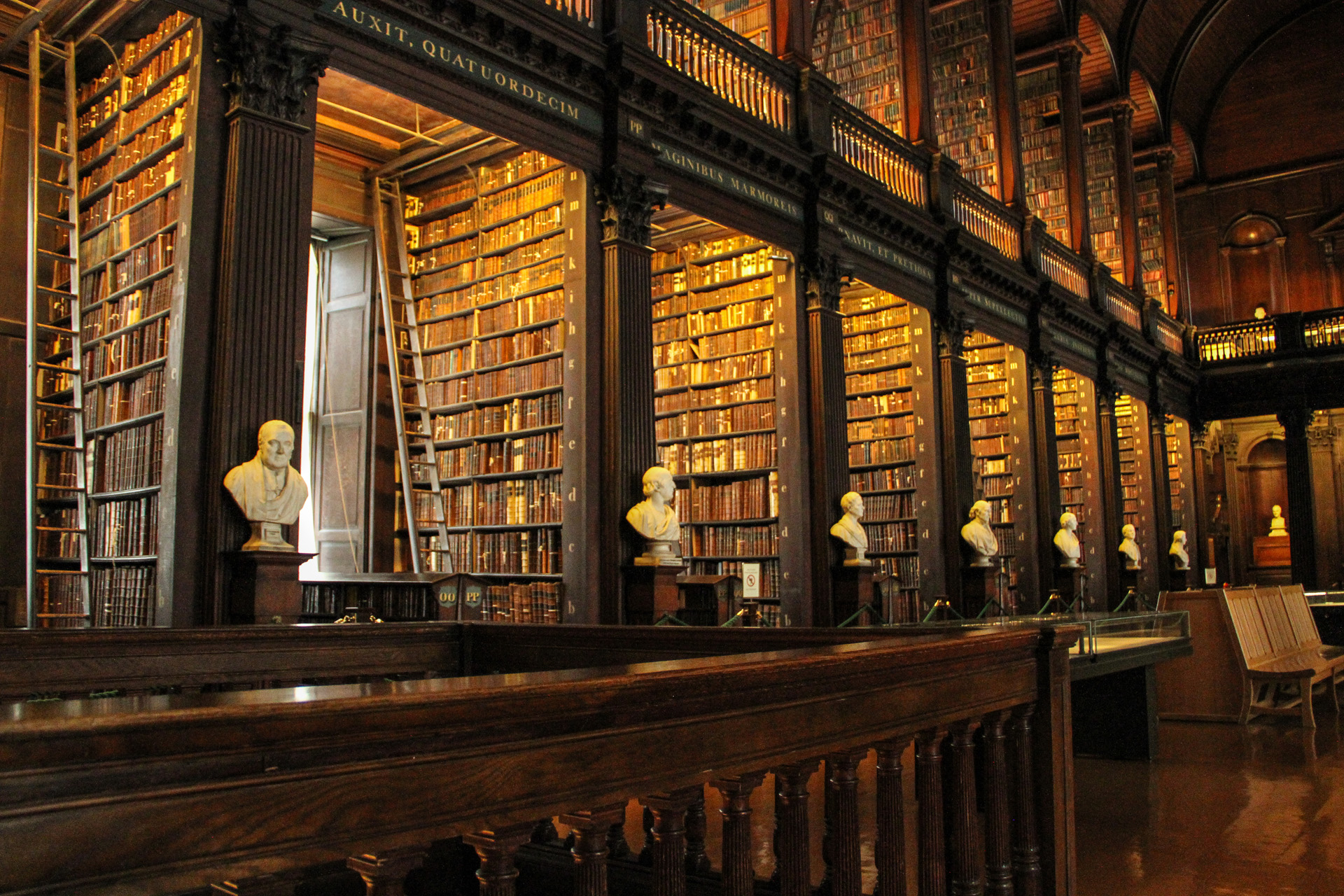 Main chamber of the Old Library, the Long Room. Trinity College in Dublin, Ireland.
