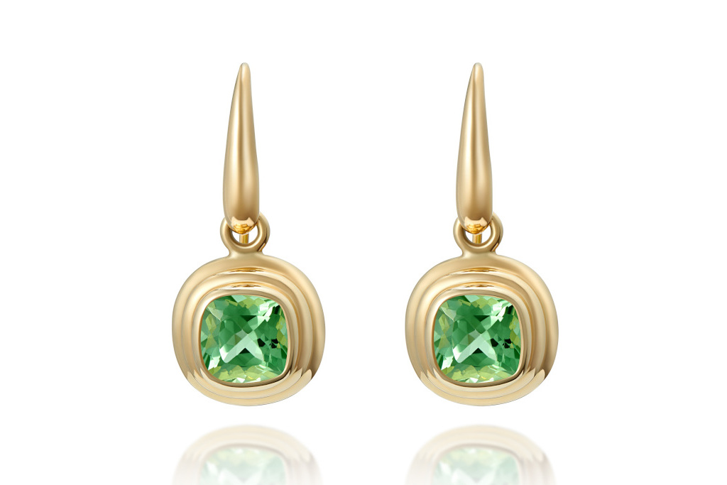 Gold and green earrings
