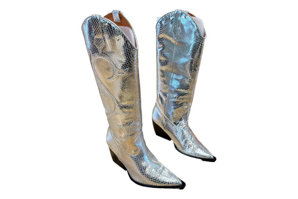 Silver cowboy boots