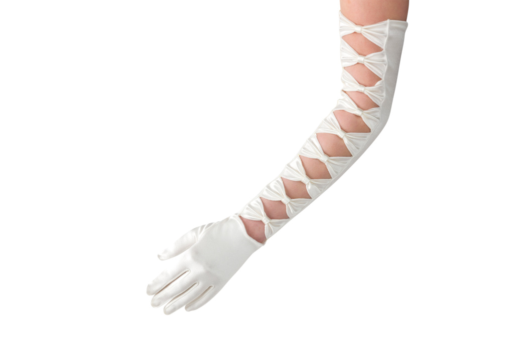 Cornelia James Thalia White Satin Opera Gloves