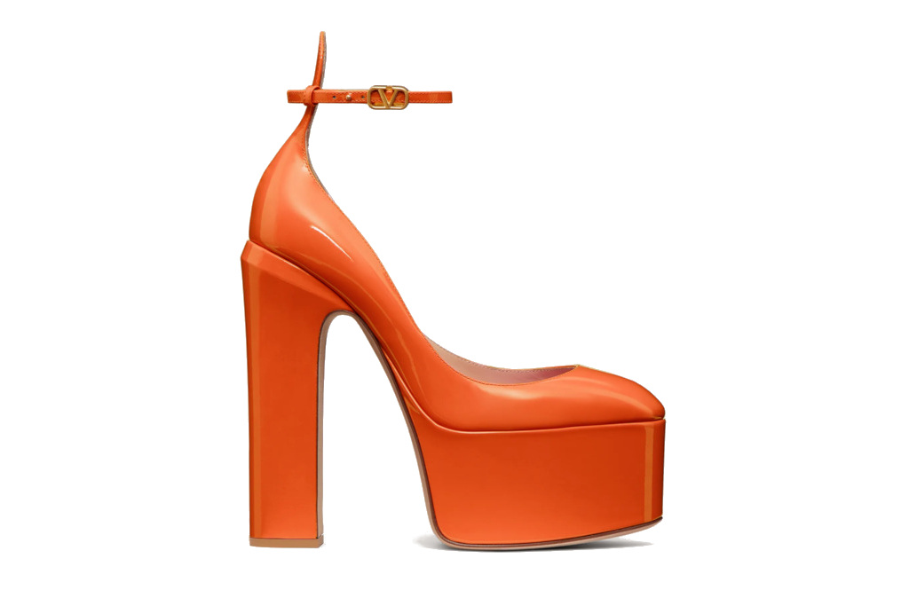 Valentino Garavani Tan-Go Platform Pump in Orange Patent Leather