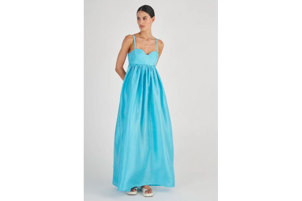 Woman in blue dress