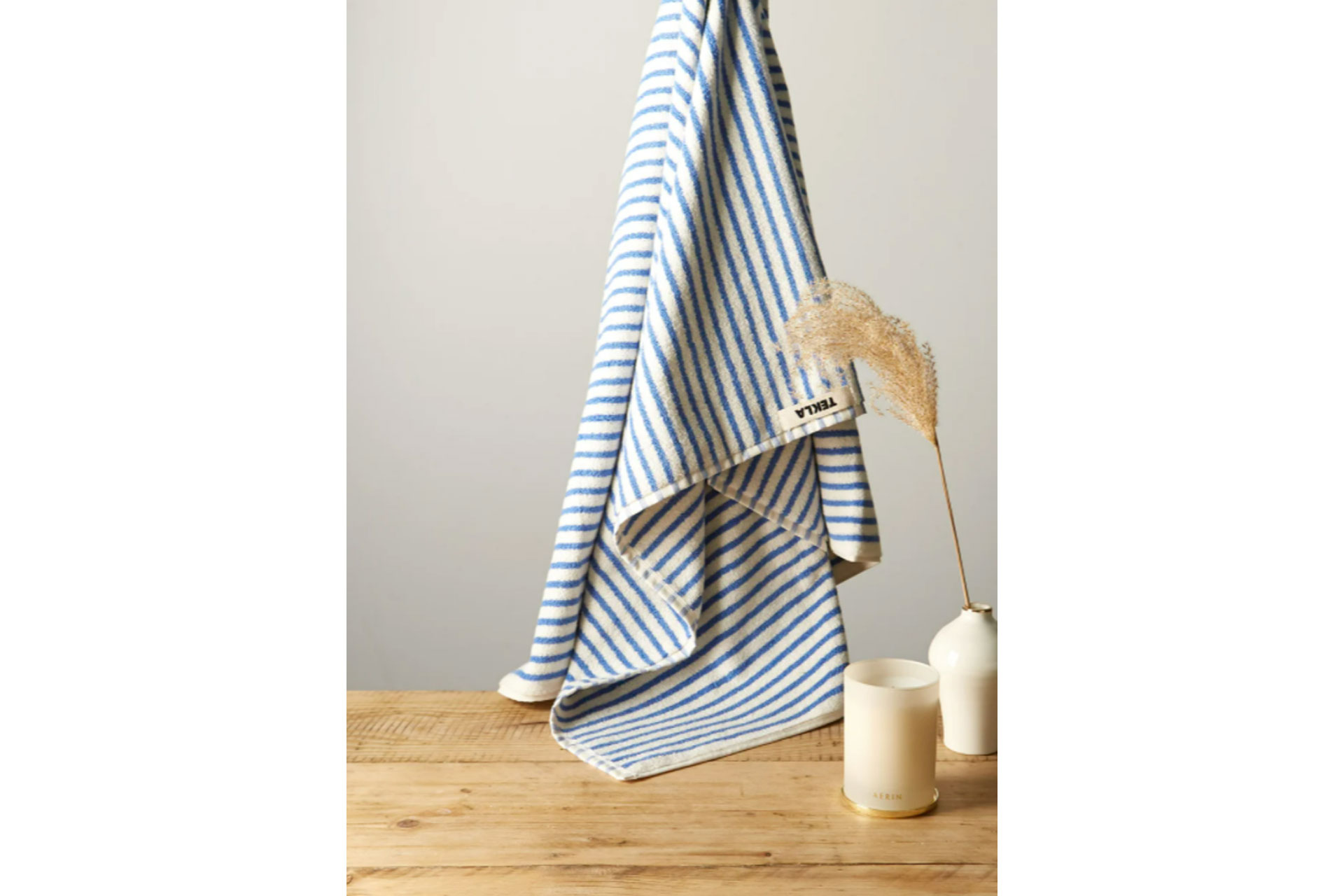 white striped organic cotton bath sheet from Matches