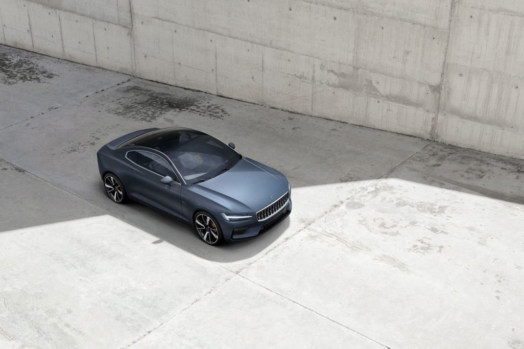 aerial view of Polestar 1 electric car