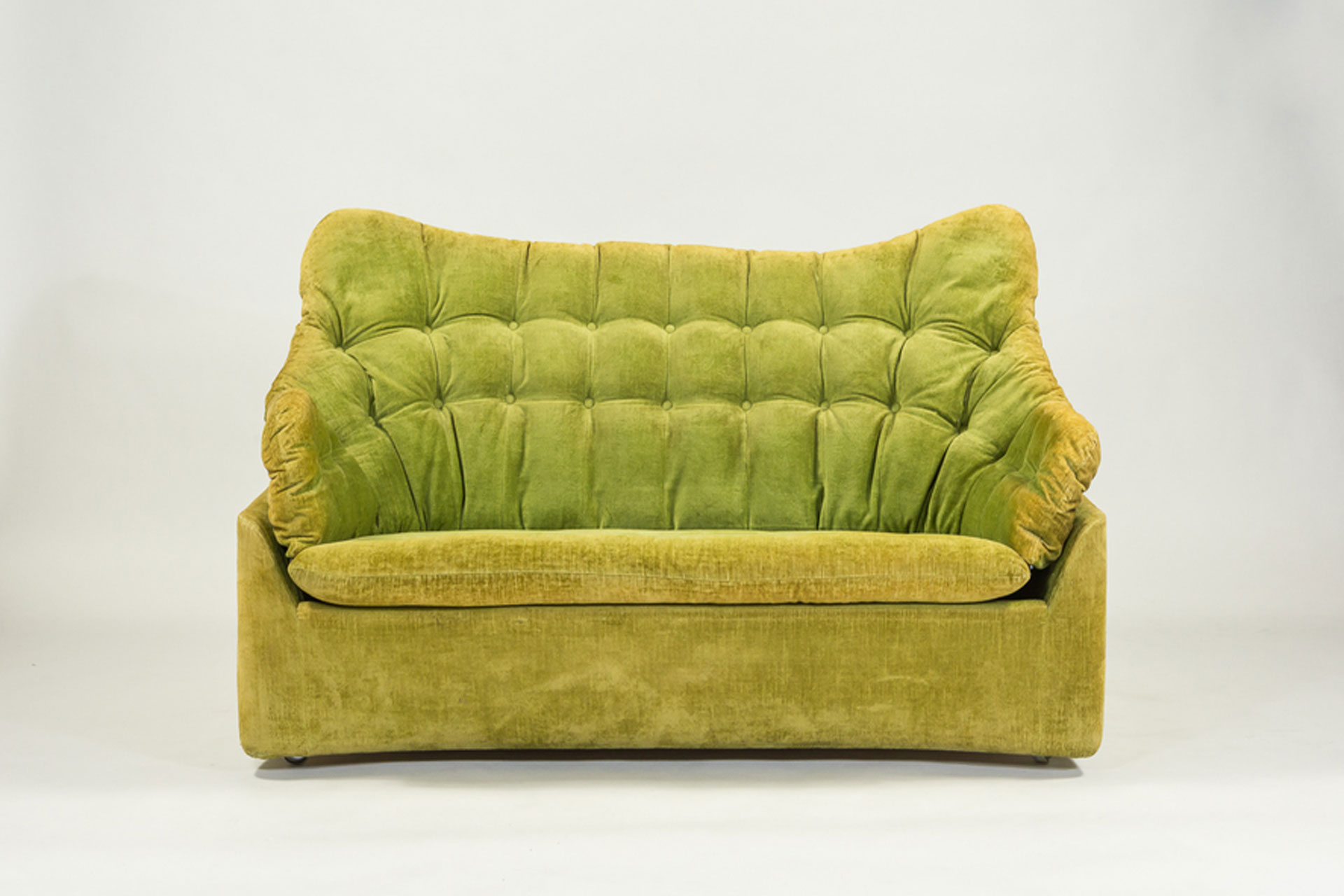 Green Velvet Space Age Sofa, Upcycled Vinterior
