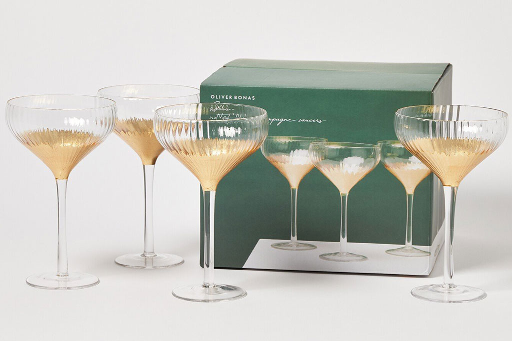Joli Gold Champagne Saucers Set of Four