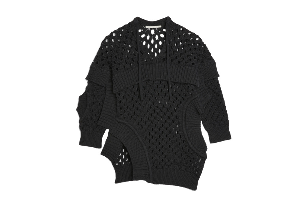 Black Oversized Textured Mesh Jumper