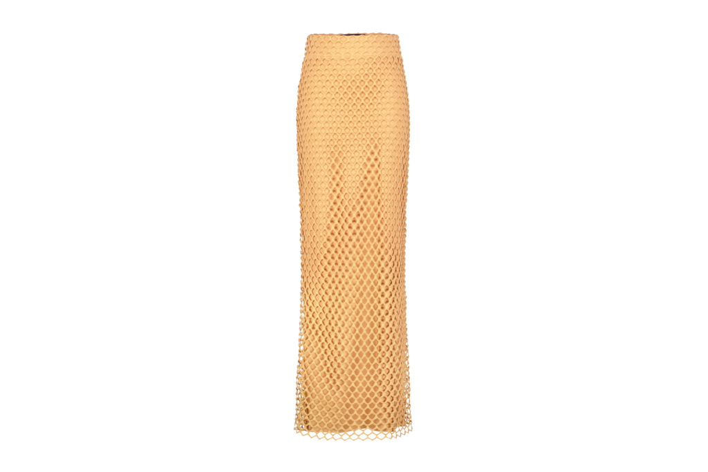 Gold net midi skirt