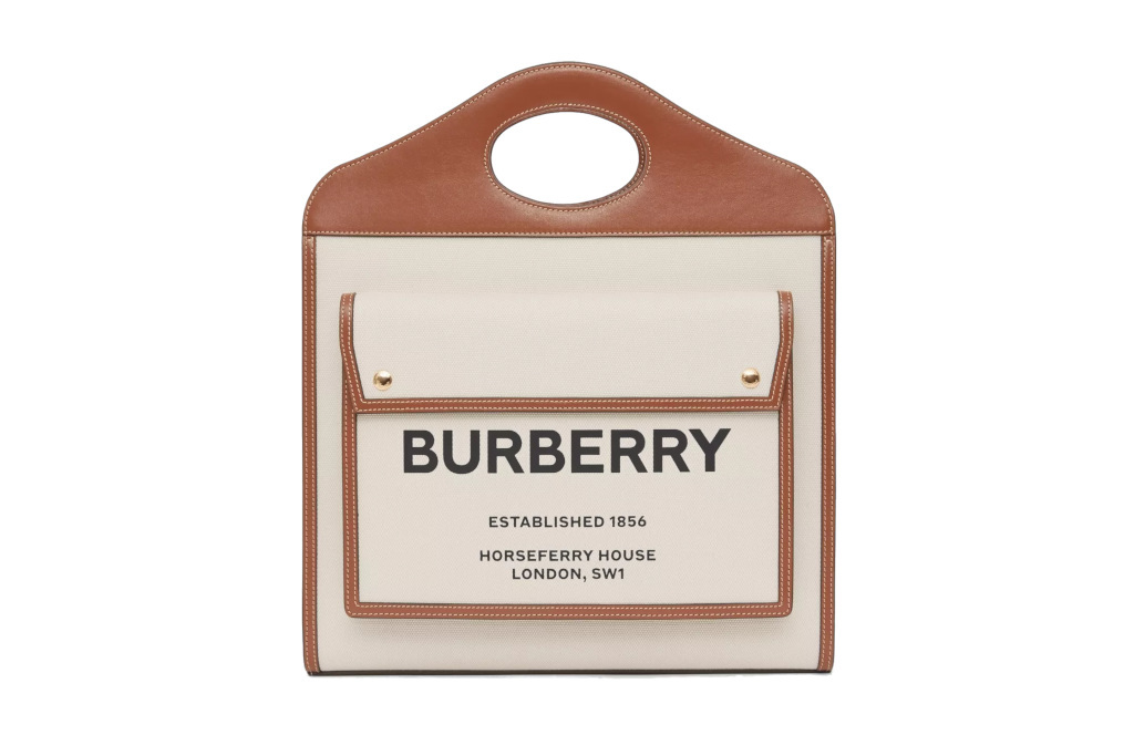 Burberry Medium Two-tone Canvas and Leather Pocket Bag