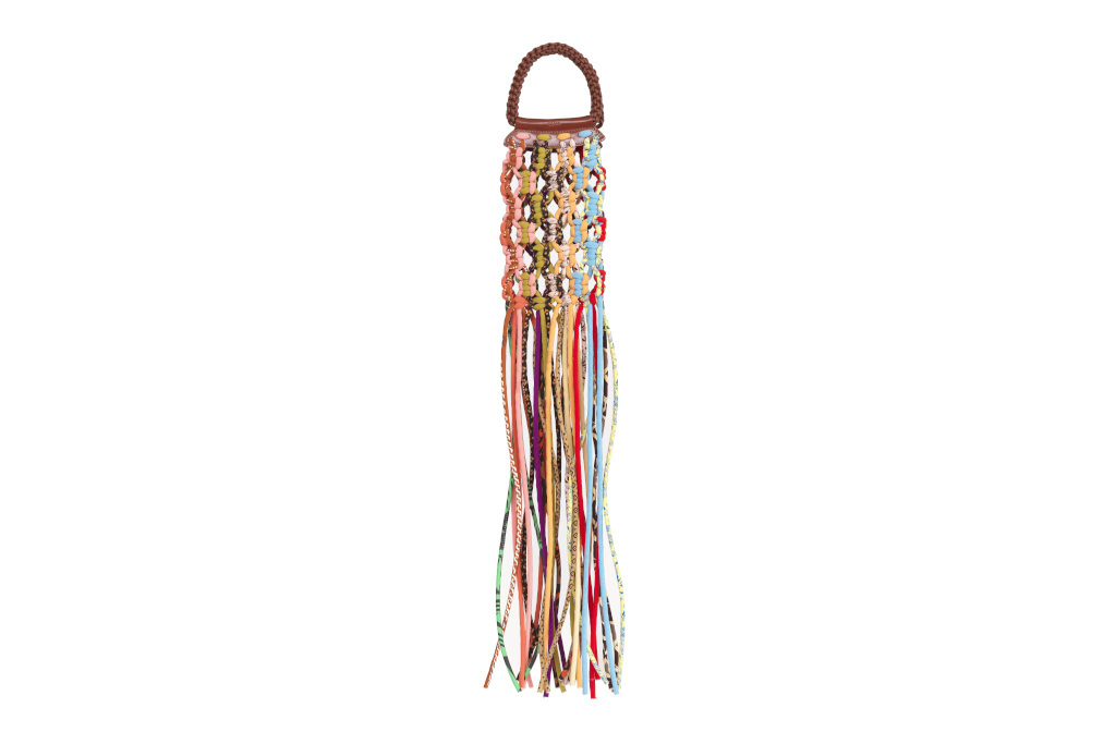 Multi-coloured fringe phone pouch