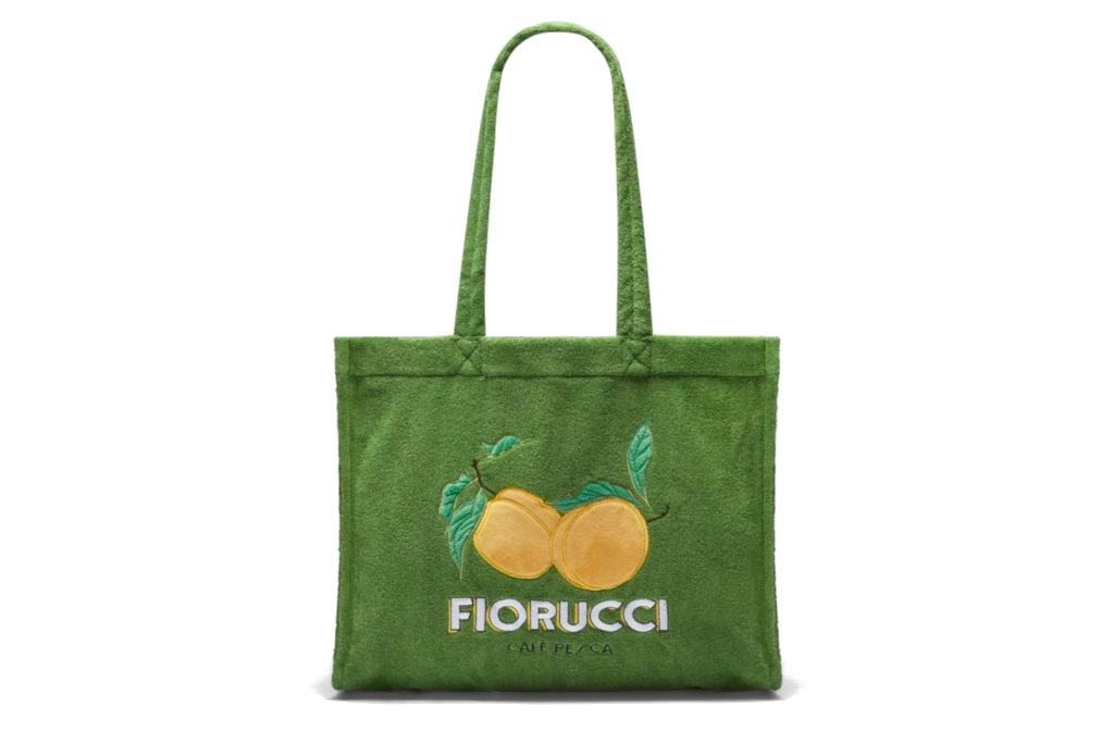 Green towel bag with lemon image