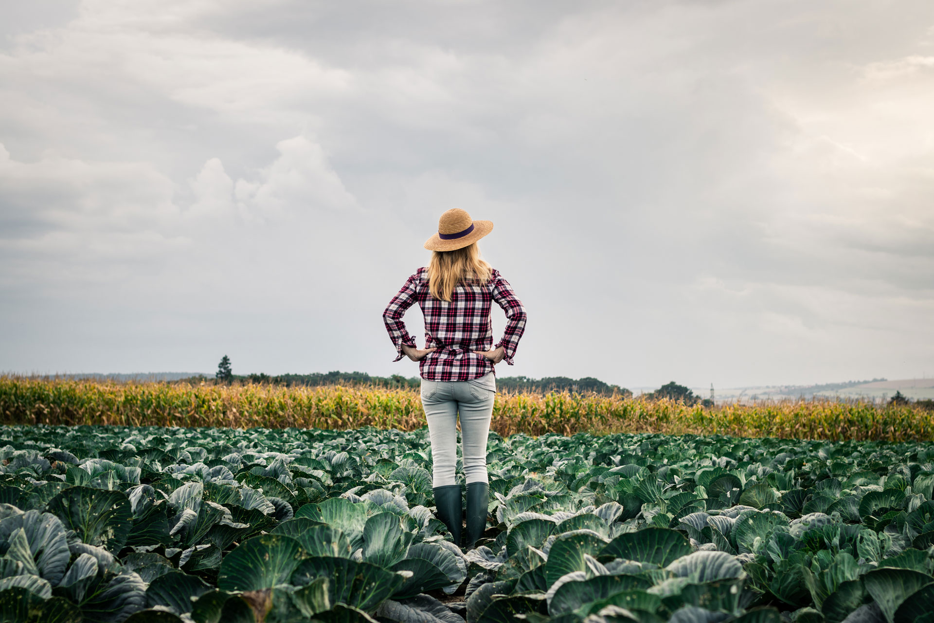 Woman standing on a farm