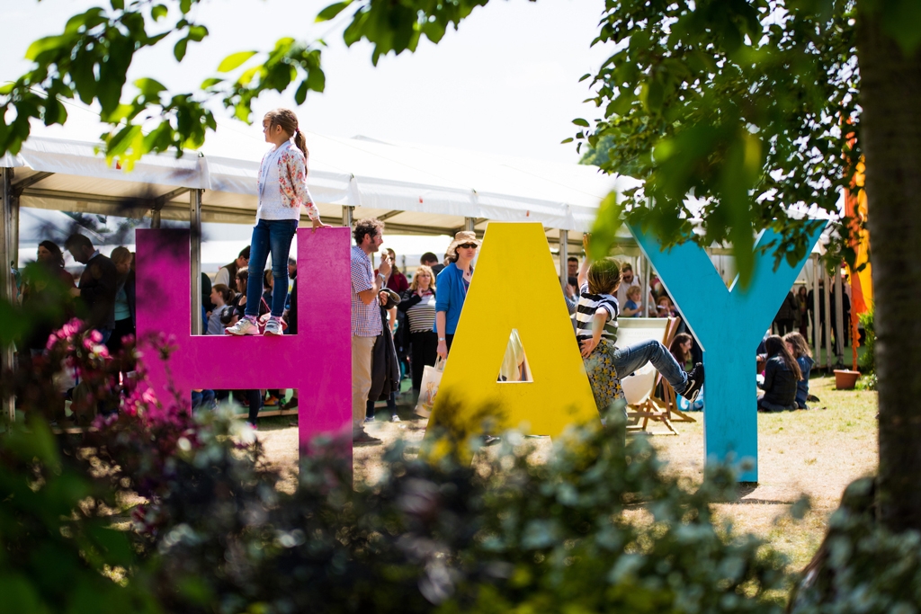 'HAY' sign at Hay Festival in Wales
