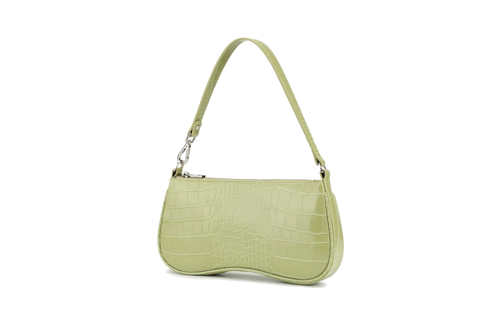 Sage green croc baguette bag